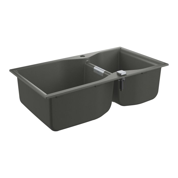 Мойка кухонная Grohe K700, гранит, прямоуг., без крыла, 838x560x241мм, чаша - 2, врезная, серый гранит