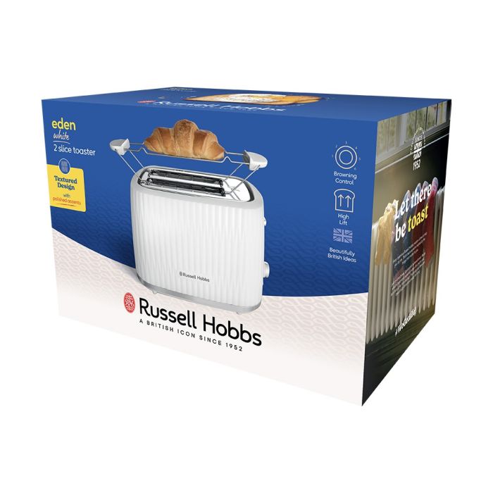 Тостер  Russell Hobbs Eden 800Вт, пластик, подогрев,разморозка, белый