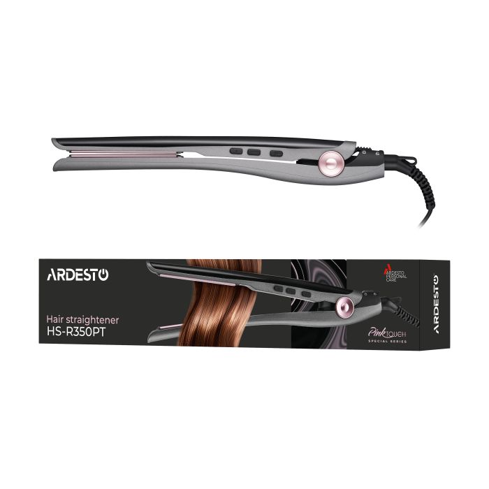 Випрямляч Ardesto Pink Touch, 32Вт, 110-200C, кераміка, сірий+рожевий
