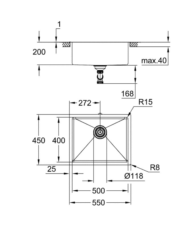 Набір для кухні Grohe K700U стальна мийка 31574AL1 + зміш. 30274AL0 + дозатор 40535AL0, матовий графіт