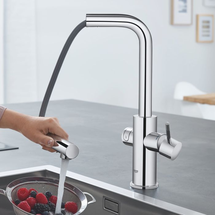 Змішувач для кухні Grohe Blue Home, довж.виливу - 223мм,  поворотний, витяжний, 1 важіль + сенсор, хром