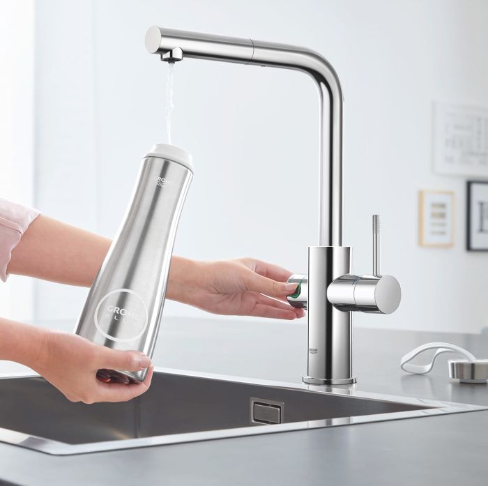Змішувач для кухні Grohe Blue Home, довж.виливу - 223мм,  поворотний, витяжний, 1 важіль + сенсор, хром