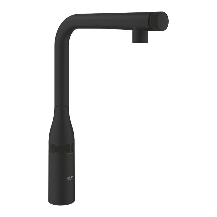 Змішувач для кухні Grohe Accent Smart Control, довж.виливу - 199мм, поворотний, витяжний, вентиль + кнопка, фантомний чорний