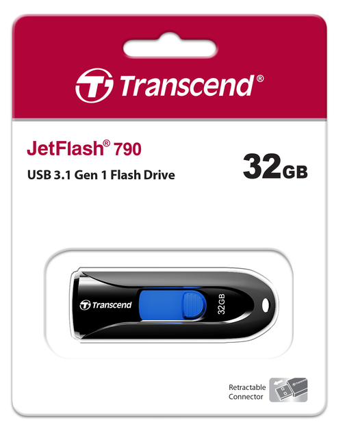 Накопичувач Transcend  32GB USB 3.1 Type-A JetFlash 790 Чорний
