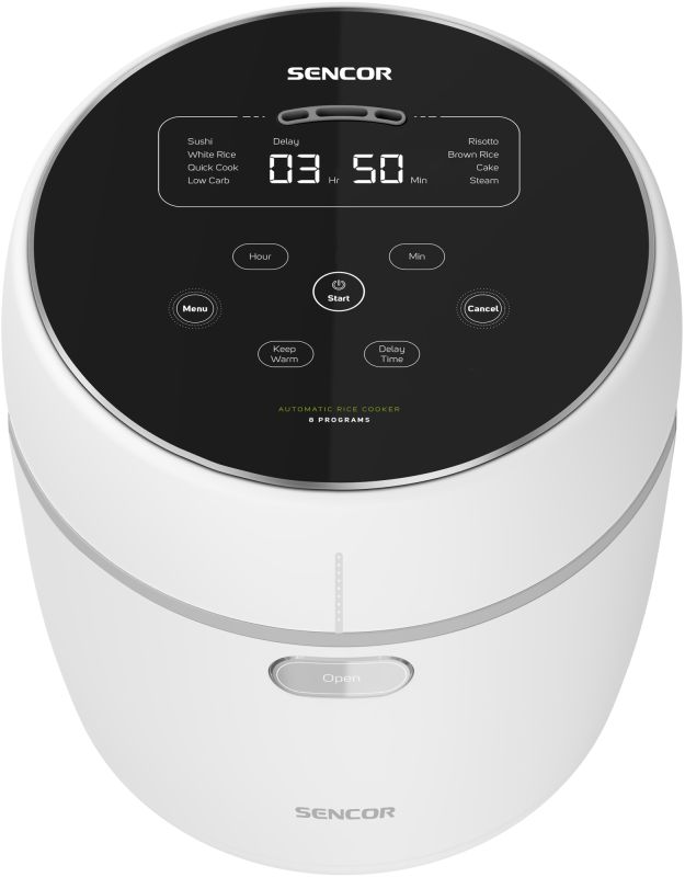 Рисоварка Sencor 350Вт, чаша-0.6л, LED дисплей, алюминий, пластик, белый