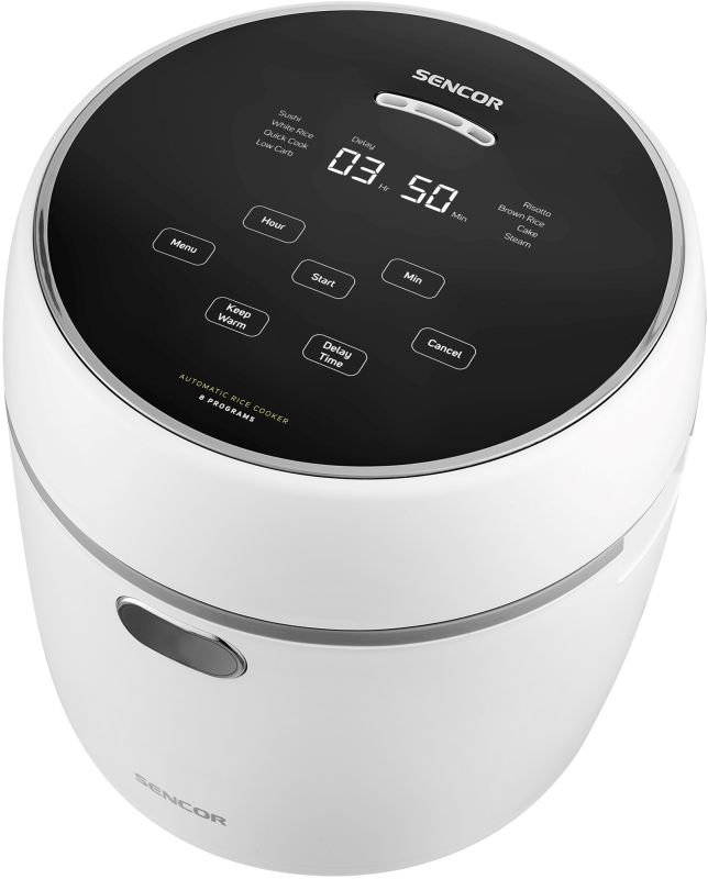 Рисоварка Sencor 350Вт, чаша-0.6л, LED дисплей, алюминий, пластик, белый