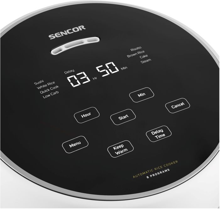 Рисоварка Sencor 350Вт, чаша-0.6л, LED дисплей, алюминий, пластик, белый