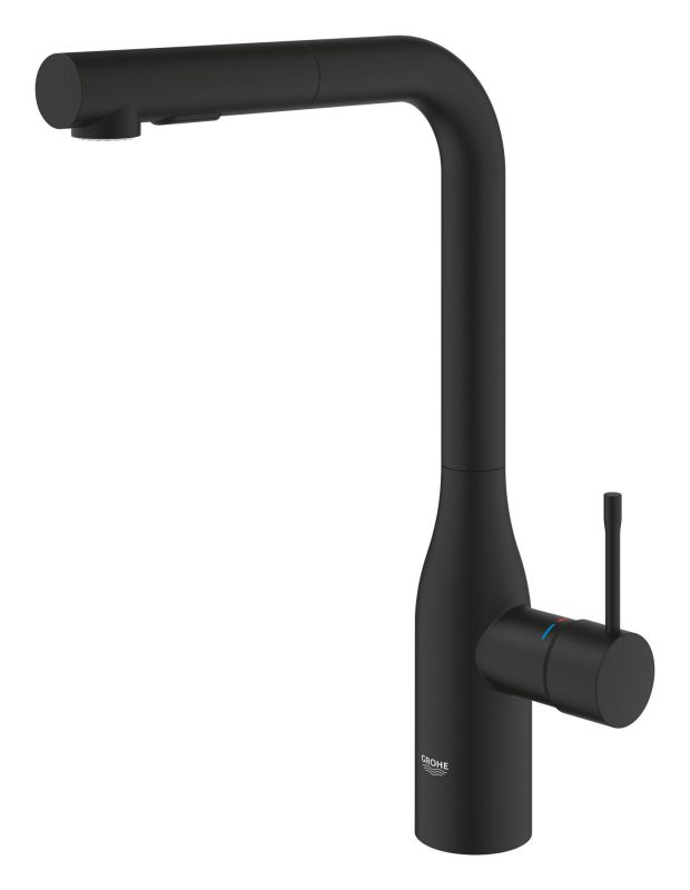Змішувач для кухні Grohe Accent, довж.виливу - 204мм, поворотний, витяжний, 1 важіль, фантомний чорний