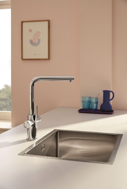 Змішувач для кухні Grohe Blue Pure Minta, довж.виливу - 223мм, поворотний/витяжний, 1+1фильтр, хром