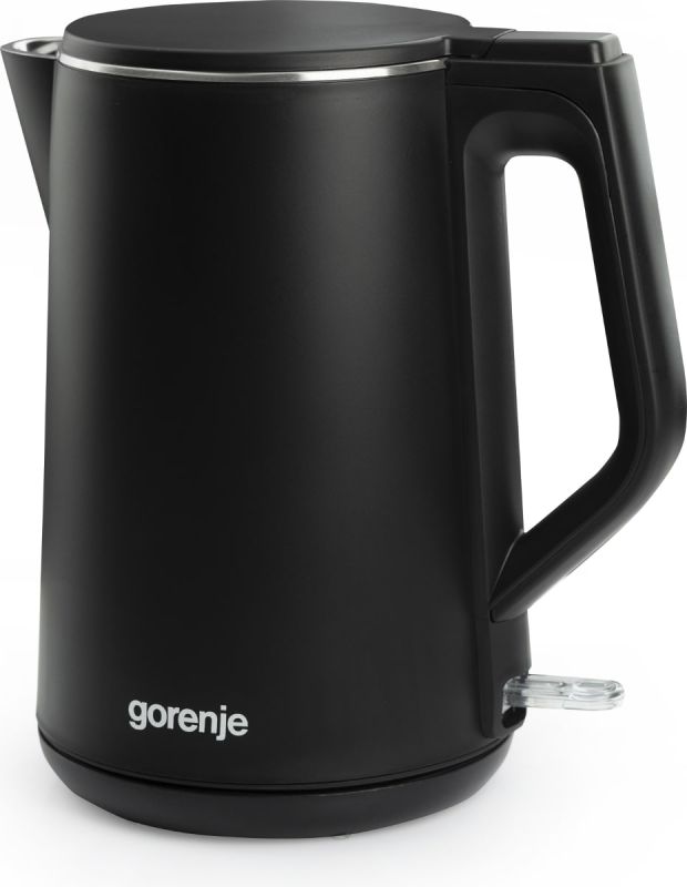Электрочайник Gorenje, 1,5л, 2,200 Вт, корпус- нержав., Strix, матовый, черный