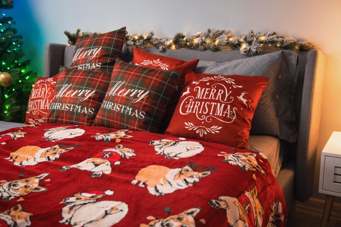 Плед Ardesto Christmas Flannel 160х200см, 100% полиэстер, рождественские корги