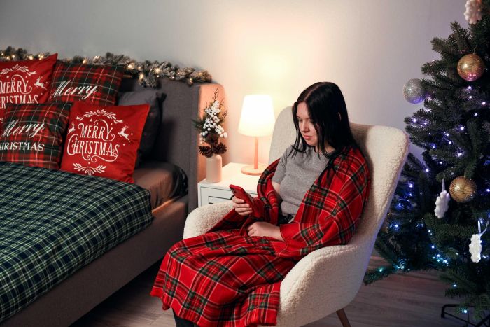 Плед Ardesto Christmas Fleece 130x160см, 100% полиэстер, клетка, красный