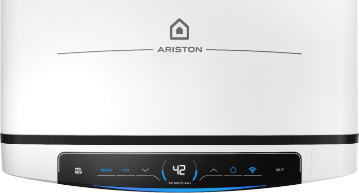 Водонагреватель электр. Ariston плоский слим VELIS PRO DRY WIFI 50 EU, 50л, 2*1,5кВт, сух тен, ун. монтаж, электр. упр-ние, B, Италия, Белый