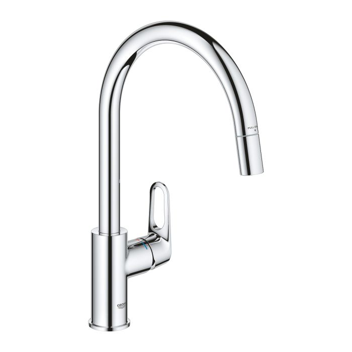 Змішувач для кухні Grohe QuickFix Start Flow, довж.виливу - 215мм, поворотний/витяжний, 1важіль, хром