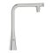 Змішувач для кухні Grohe Scala, довж.виливу - 200мм, поворотний, витяжний, вентиль + кнопка, супер сталь