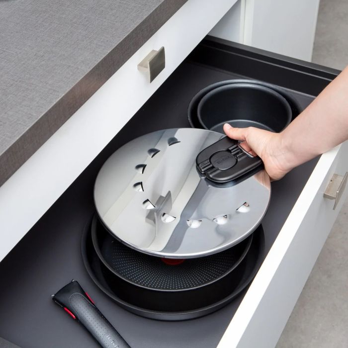 Крышка с защитой от разбрызгивания Tefal Ingenio, 20-28см, нержавеющая сталь, пластик