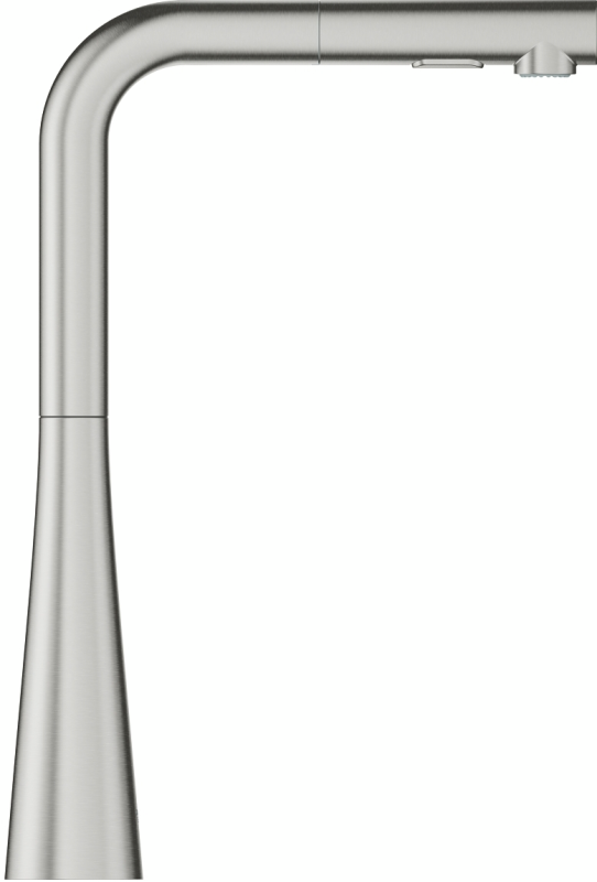 Смеситель для кухни Grohe Scala, дл.излива - 205мм, поворотный/вытяжной, 1рычаг, супер сталь