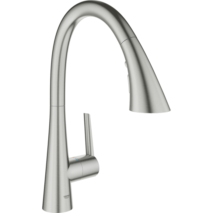 Змішувач для кухні Grohe Scala, довж.виливу - 231мм, поворотний/витяжний, 1важіль, супер сталь