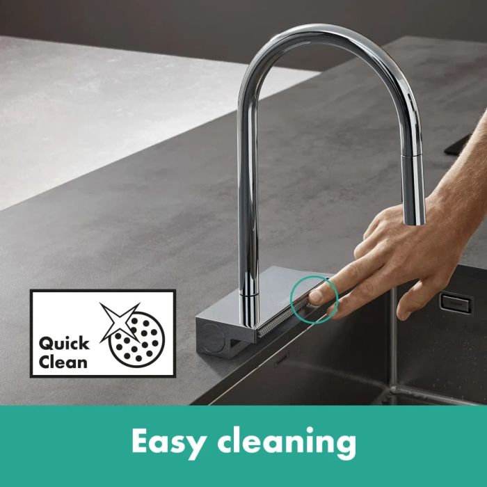 Змішувач для кухні Hansgrohe Aquno Select M81, довж.виливу - 220мм, поворотний, витяжний, 1 важіль, хром