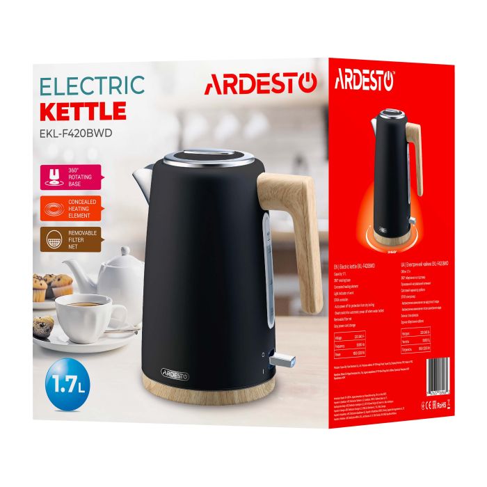 Электрочайник  Ardesto , 1.7л, металл, мат, Strix, черный ARDESTO EKL-F420BWD