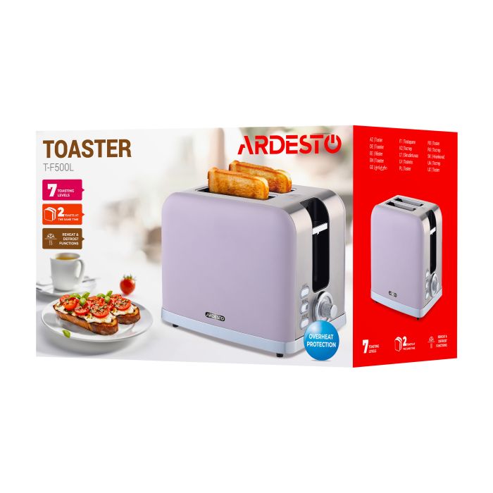 Тостер Ardesto , 800Вт, металл, 2 слота, лиловый+серебристый ARDESTO T-F500L
