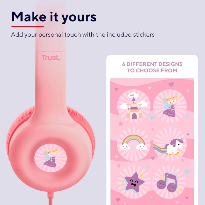 Наушники Trust Nouna Headphones mini-jack, Mic, Розовый