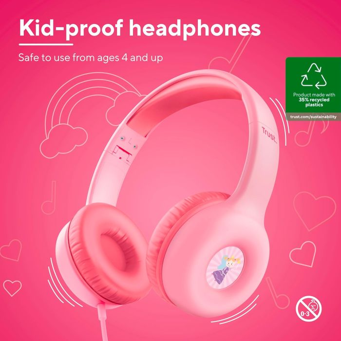 Наушники Trust Nouna Headphones mini-jack, Mic, Розовый