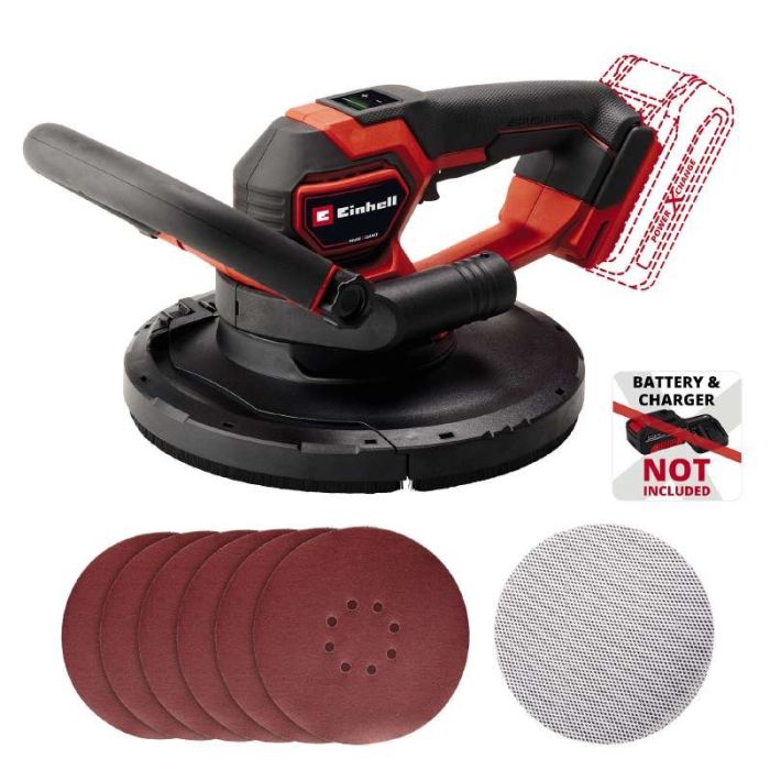 Шлифмашина для стен аккумуляторная Einhell TP-DWS 18/225 Li, PXC, 18В, бесщеточная, d225мм, 600-1200 об/мин, 2.36кг (без АКБ и ЗУ)