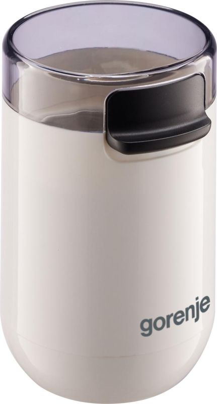 Кофемолка Gorenje роторная 150Вт, объем зерен-45г, 3 степени помола, пластик/металл, белый