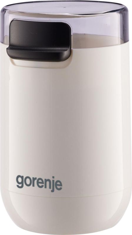 Кофемолка Gorenje роторная 150Вт, объем зерен-45г, 3 степени помола, пластик/металл, белый