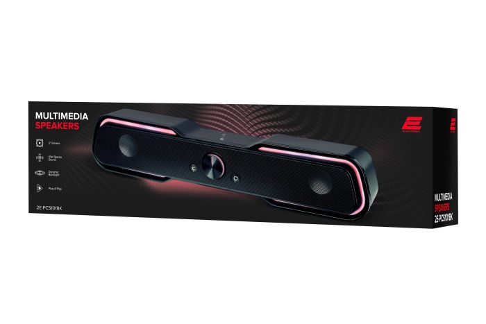 Акустическая система (саундбар) 2E PCS101 RGB, 2.0, USB, Black
