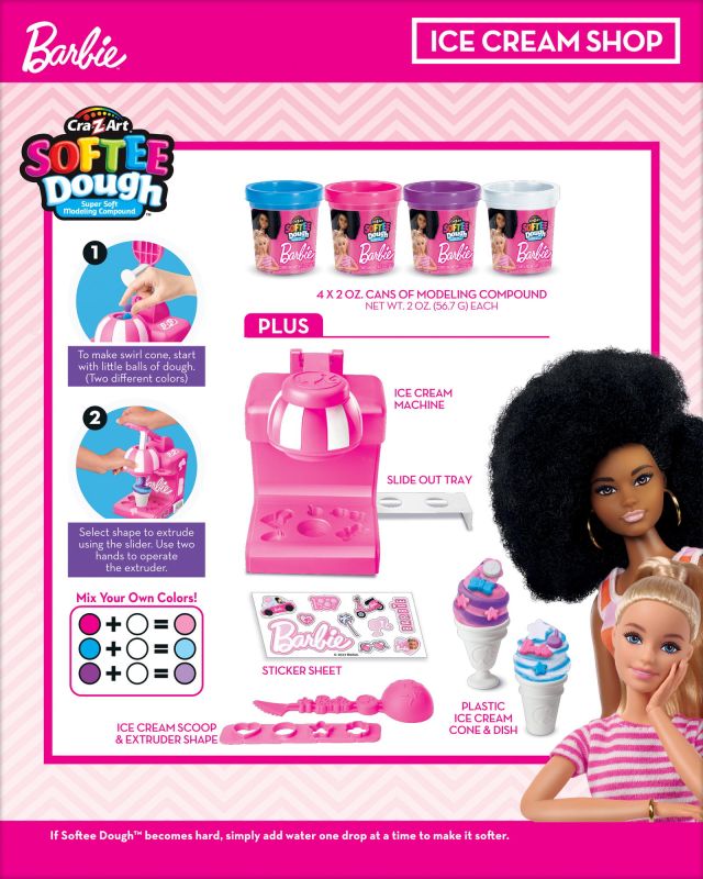 Тесто для лепки Cra-Z-Art Barbie Магазин мороженого с формами, набор 8ед