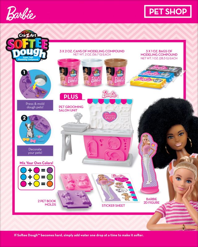 Тесто для лепки Cra-Z-Art Barbie Зоомагазин с формами, набор 10ед