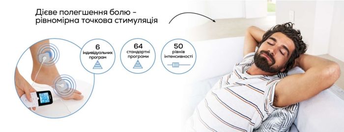 Електростимулятор Beurer для м'язів, 3*ААА, вага - 0.117кг, 35 програми, розслаблення, білий