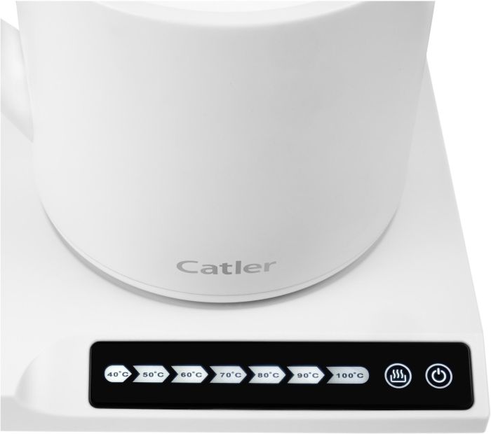 Электрочайник Catler 0.6л, Strix, заварник, нерж. сталь, поддержка температуры, сенс. управл., белый