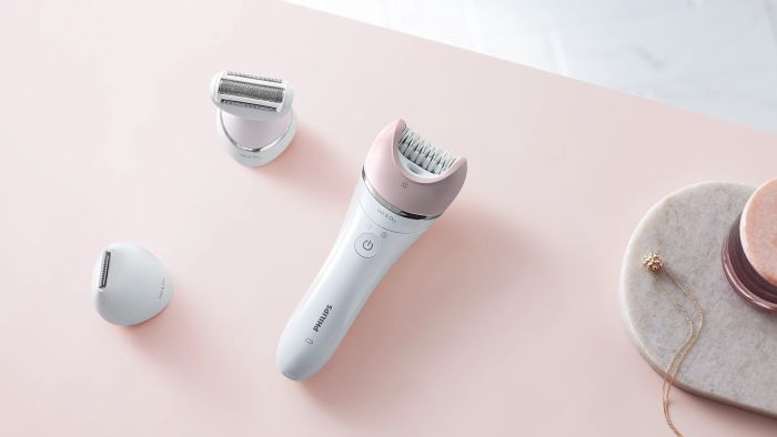 Епілятор Philips 8000 series дисковий, акумуляторний , пінцет.-32, волог.+сух., насадок-6, з підсвіткою, біло-рожевий