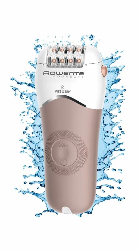 Эпилятор  Rowenta Aquasoft Wet&Dry пинцетный, аккумуляторный, пинцет.-24, влаж.+сух., насадок-4, пудровый