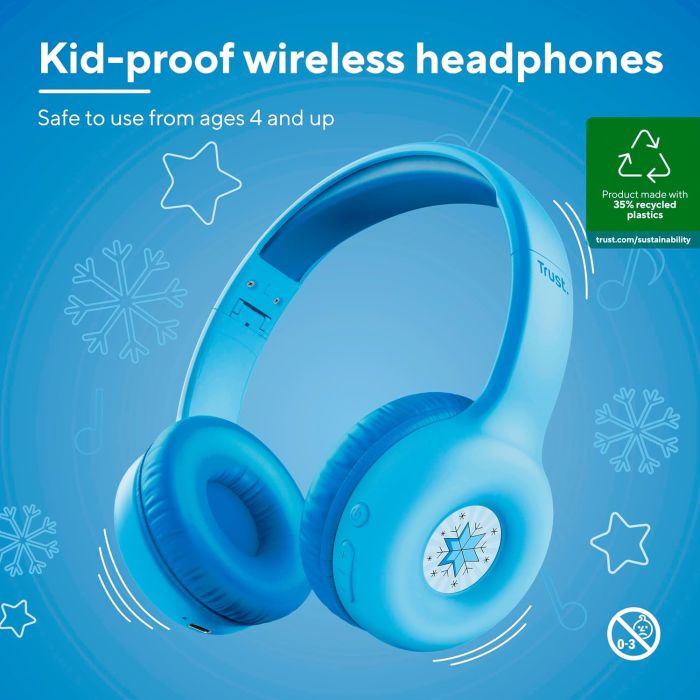 Навушники On-ear Trust Nouna Kids, Wireless, Mic, Синій