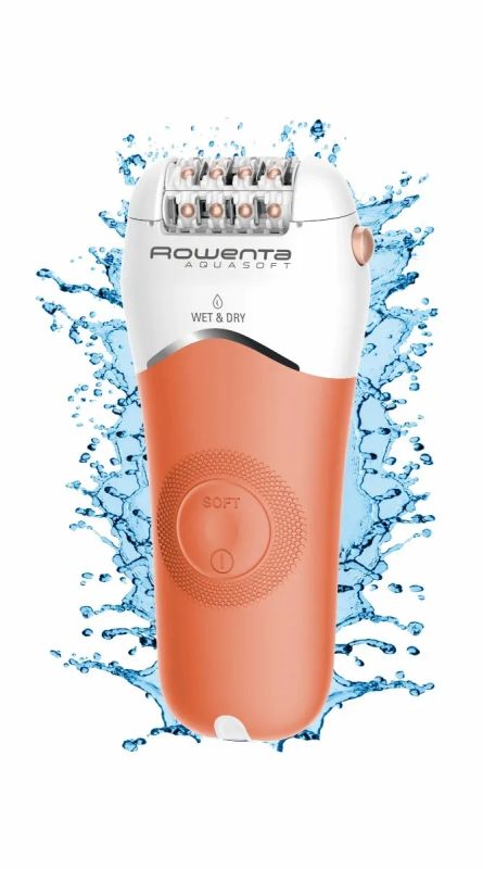 Епілятор Rowenta Aquasoft Wet&Dry пінцетний, акумуляторний , пінцет.-24, волог.+сух., насадок-3, кораловий