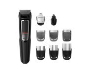 Тример Philips Series 3000, для бороди, вусів, носа та голови, акум., роторний мотор, насадок-5, сталь, чорний