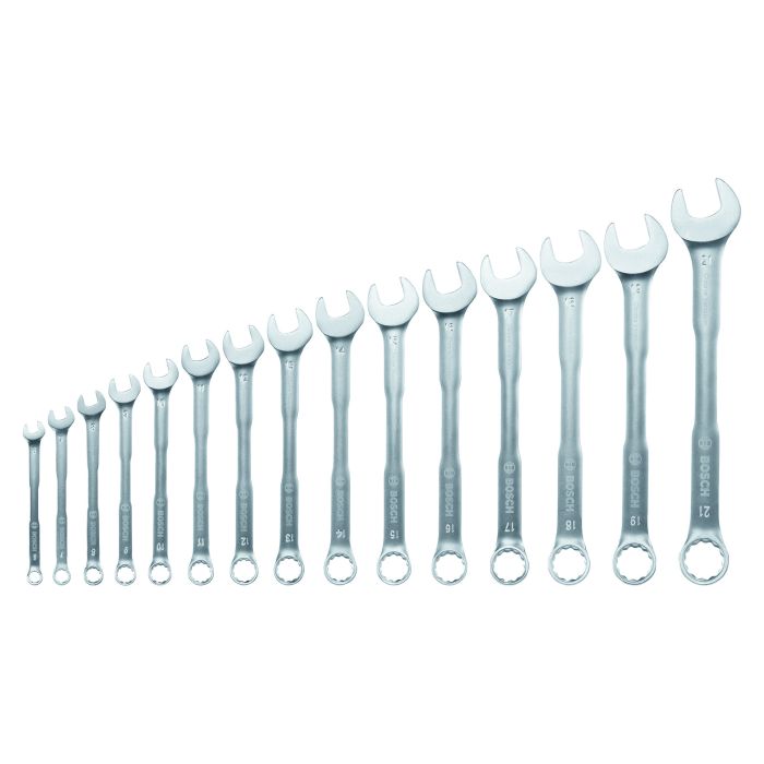 Ключи гаечные Bosch, набор 15шт, комбинированные, 6-21мм, CrV