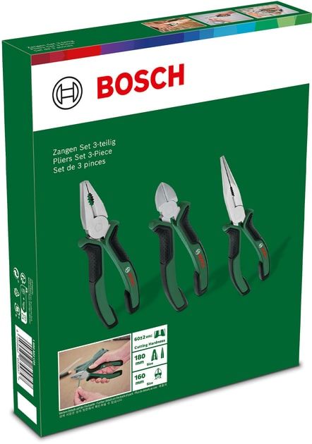 Плоскогубці Bosch набір 3шт, комбіновані, подовжені, бокорізи