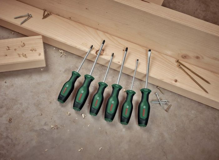 Викрутка Bosch набір 6шт, SL 4, 6.5мм, PH1х100мм, PH2х125мм, PZ1х100мм, PZ2х125мм