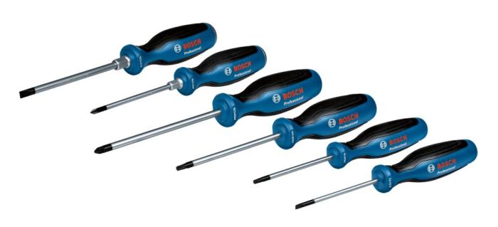 Отвертка Bosch набор 6шт, SL 3.5, 6.5 мм, Т15х75мм, Т20х100мм, PH1x100мм, PZ2x125 мм