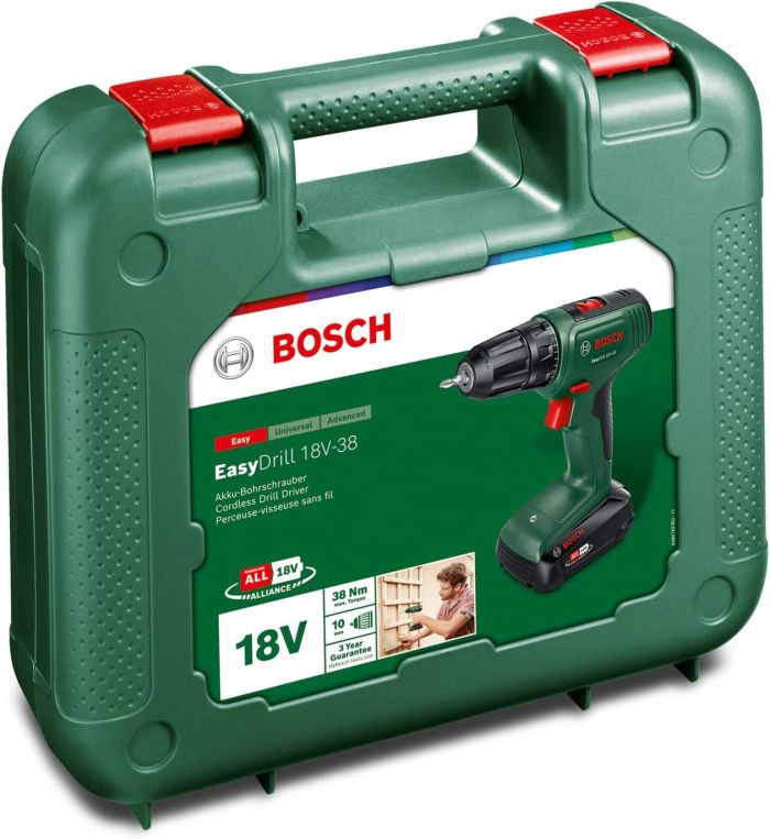 Шурупокрут-дриль акумуляторний Bosch EasyImpact 18V-38 18В 1х2А·год 20·38Нм 0-430·0-1630об/хв кейс ЗП 1.4кг
