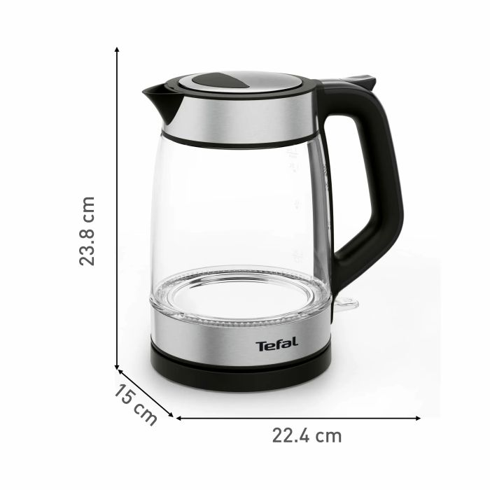 Электрочайник Tefal Glass Kettle 1.7л, стекло, с подсветкой, серебристо-черный