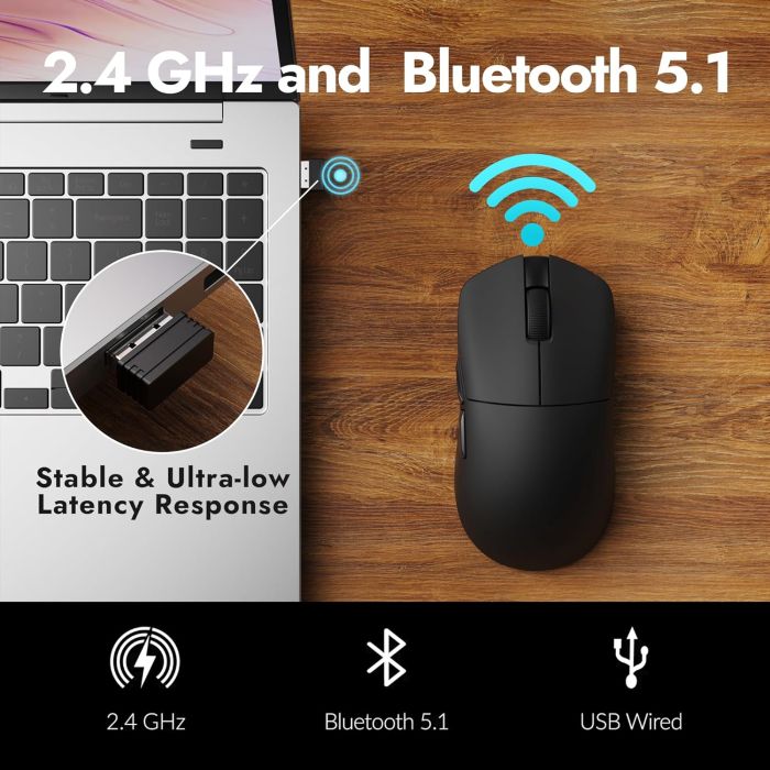 Мышь Lemokey G1 USB-A/USB-C/WL/BT, 8K, черный