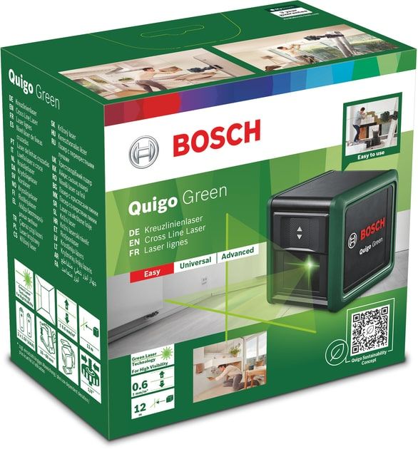 Нівелір лазерний Bosch Quigo Green, точність ± 0.8мм/м, 12м, зелений, 0.27кг