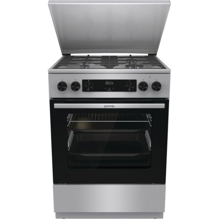 Плита Gorenje комби, 71л, 60x60см, дисплей,  чугун, с крышкой, программатор IconLed,нерж