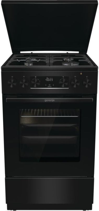 Плита Gorenje комби, 70л, 50x60см, дисплей,  чугун, черный
